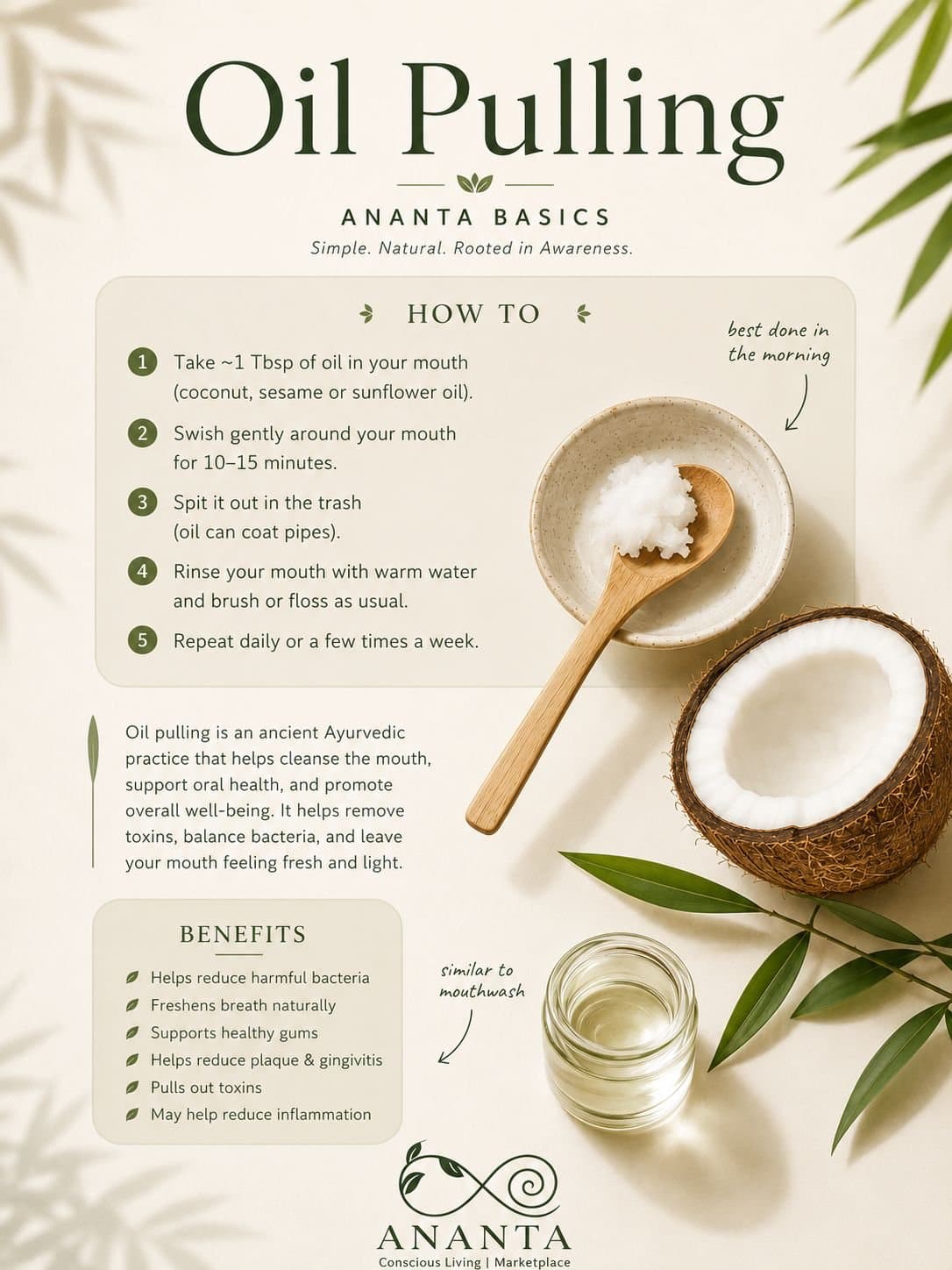 Natural oral care essentials laid out together